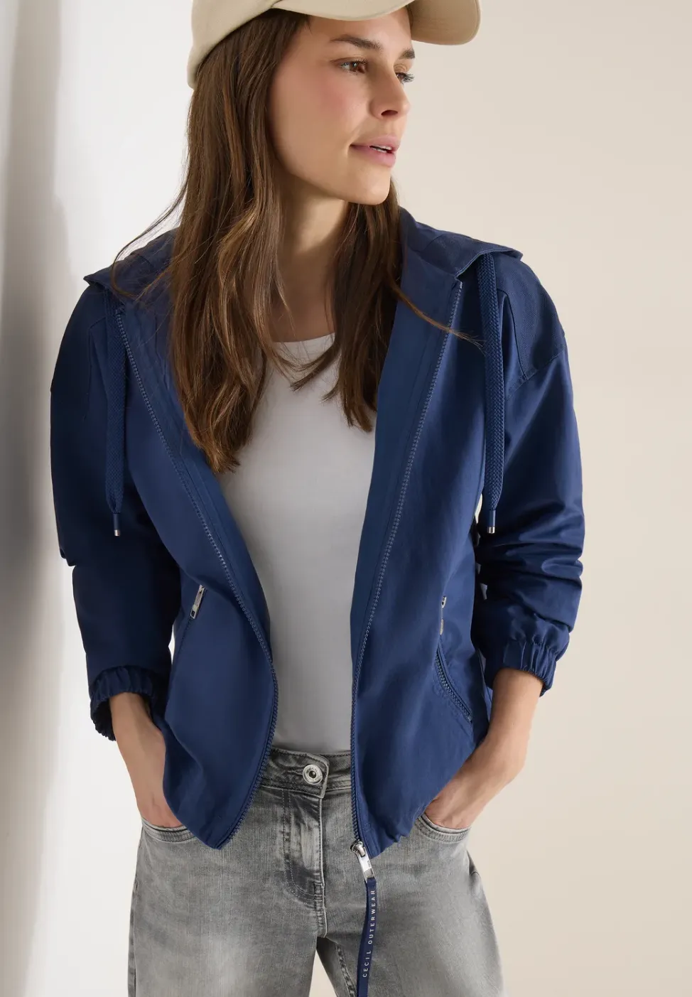 Jacke aus Baumwollmix mit Kapuze
