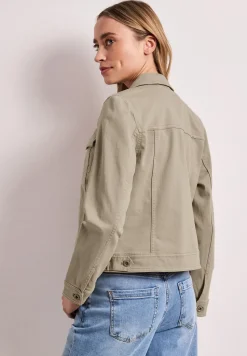 Jacke im Colored-Denim-Look mit Taschen