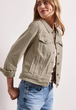 Jacke im Colored-Denim-Look mit Taschen