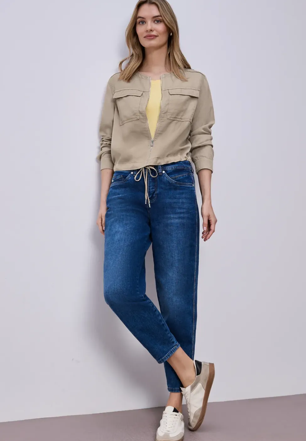 Jacke im Washed-Look mit Tunnelzug