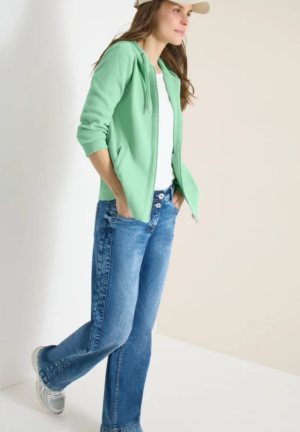 Jacke mit Kapuze und Streifenmuster