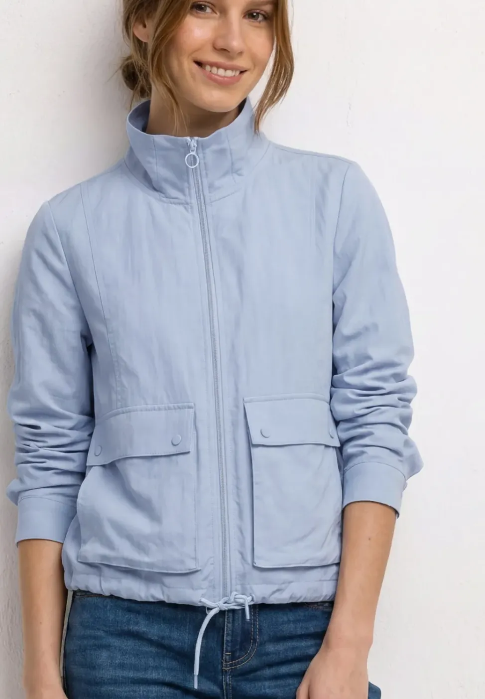 Jacke mit Stehkragen und Zipper