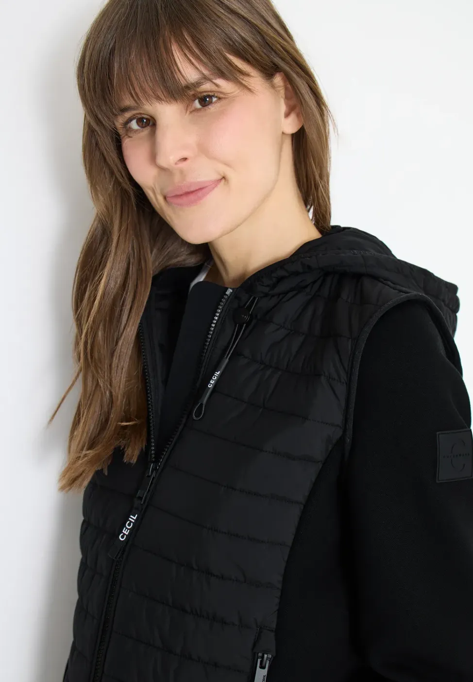 Jacke mit Strukturmix und Kapuze