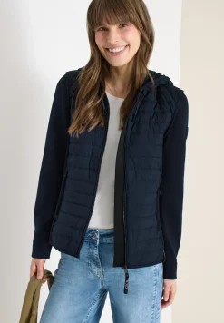 Jacke mit Strukturmix und Kapuze