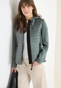 Jacke mit Strukturmix und Kapuze