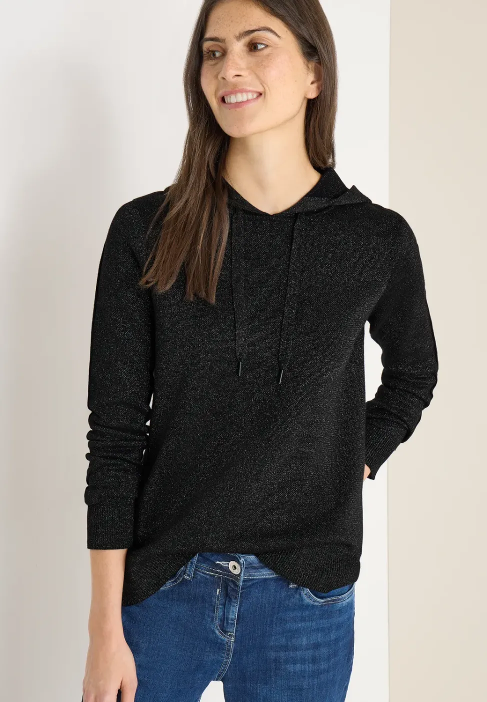 Jacquard Hoodie mit Glitzer