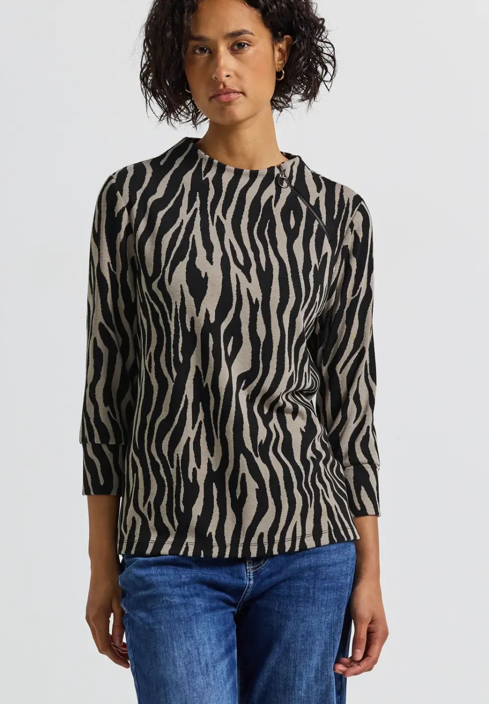 Jacquard Shirt mit Zipper