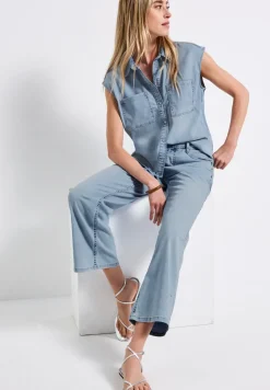Jeansbluse im Bleached-Look