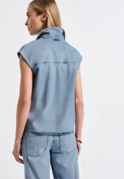 Jeansbluse im Bleached-Look