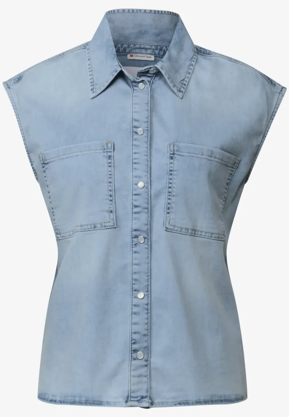 Jeansbluse im Bleached-Look