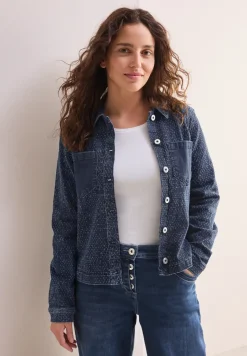 Jeansjacke im Bouclé-Look
