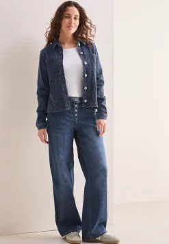 Jeansjacke im Bouclé-Look