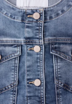 Jeansjacke mit Rundhals und Knopfleiste