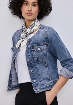 Jeansjacke mit Rundhals und Knopfleiste