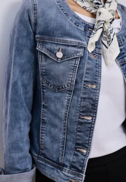 Jeansjacke mit Rundhals und Knopfleiste