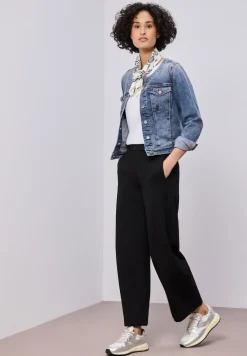 Jeansjacke mit Rundhals und Knopfleiste