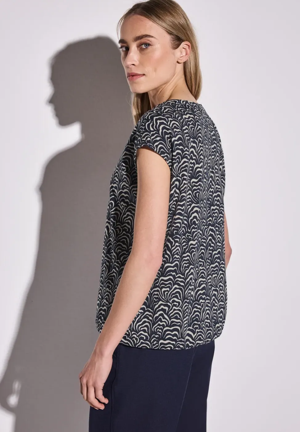 Jersey-Shirt im Blusen-Look