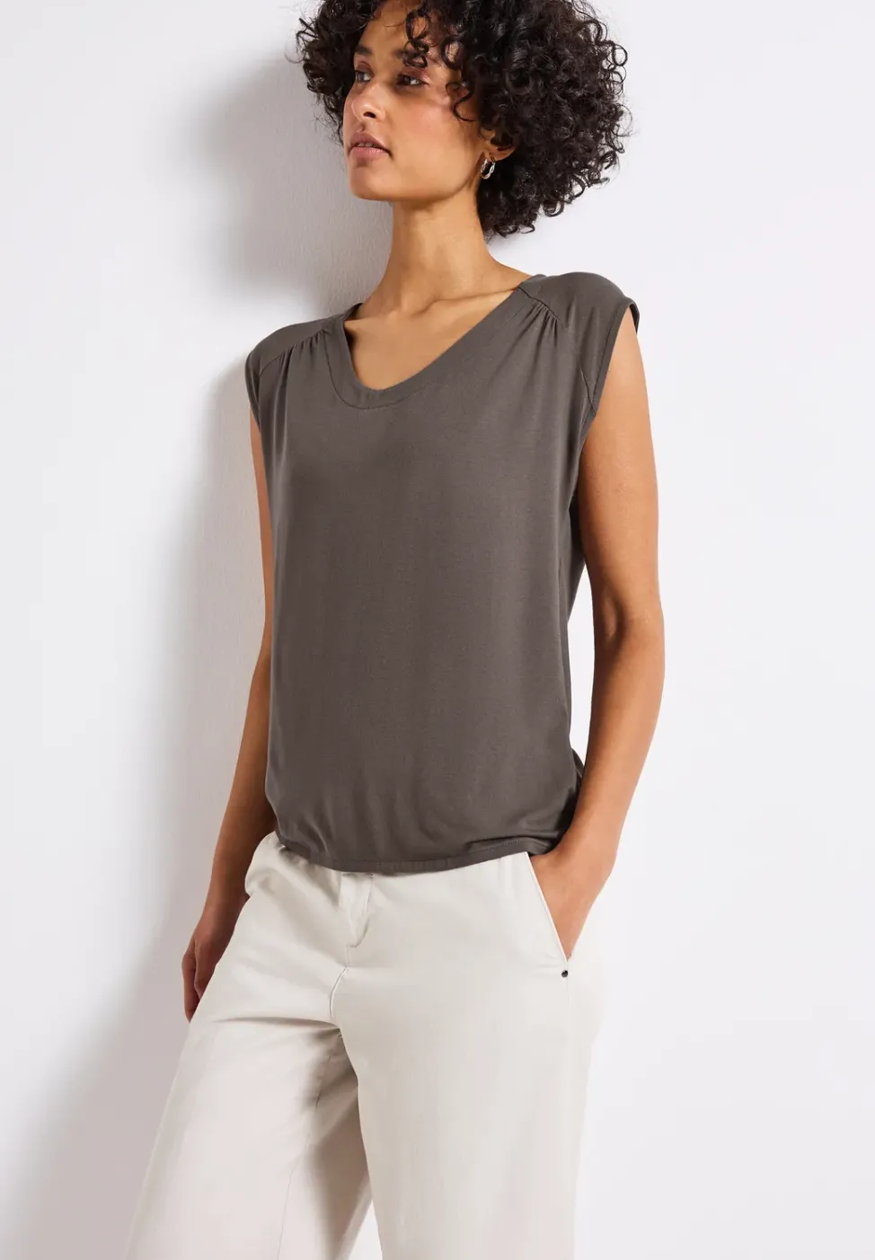 Jersey-Shirt mit Elastiksaum