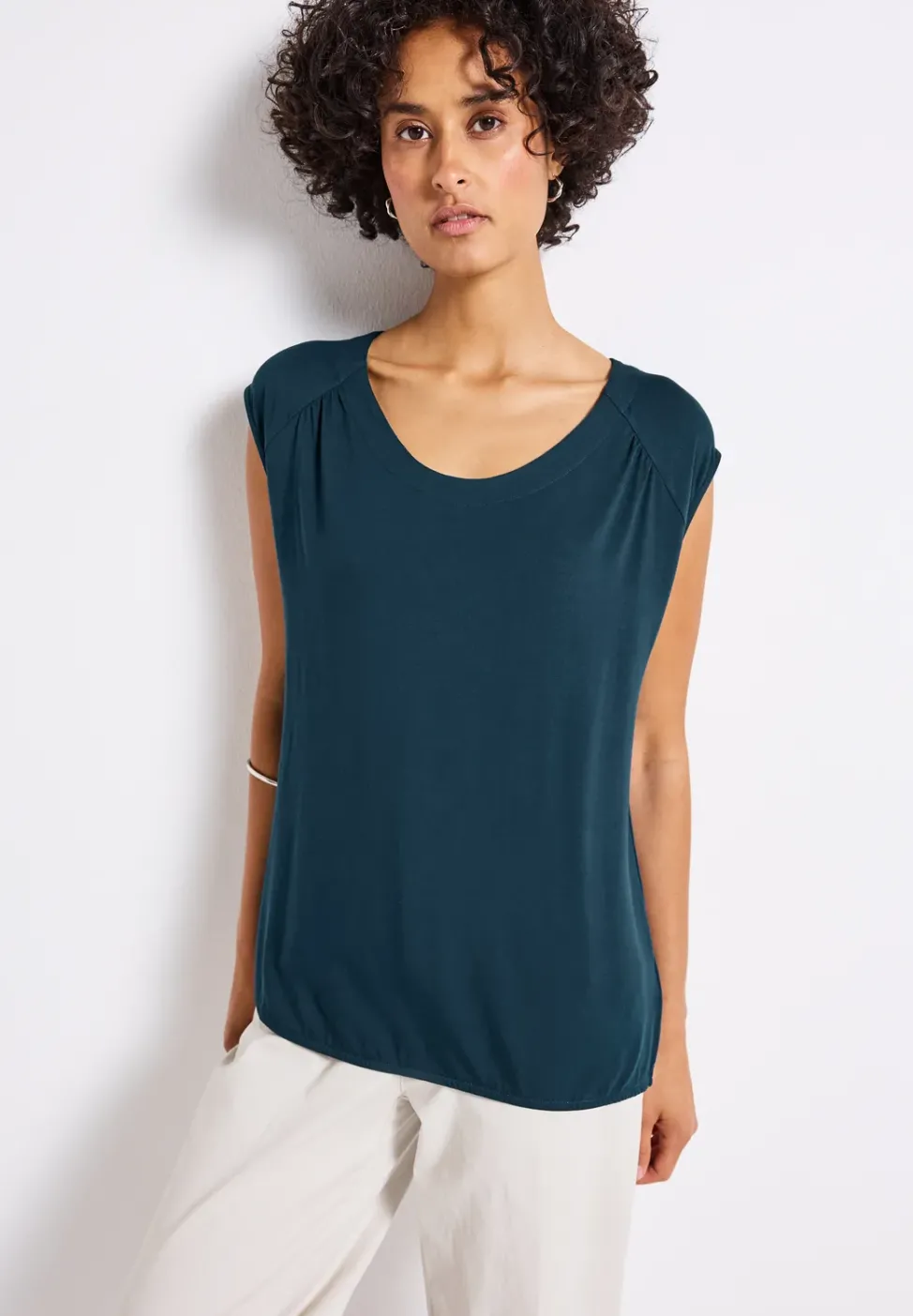 Jersey-Shirt mit Elastiksaum