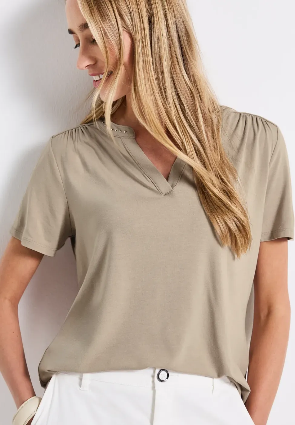 Jersey-Shirt mit Nieten