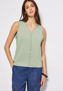 Jersey-Top mit Häkeldetails