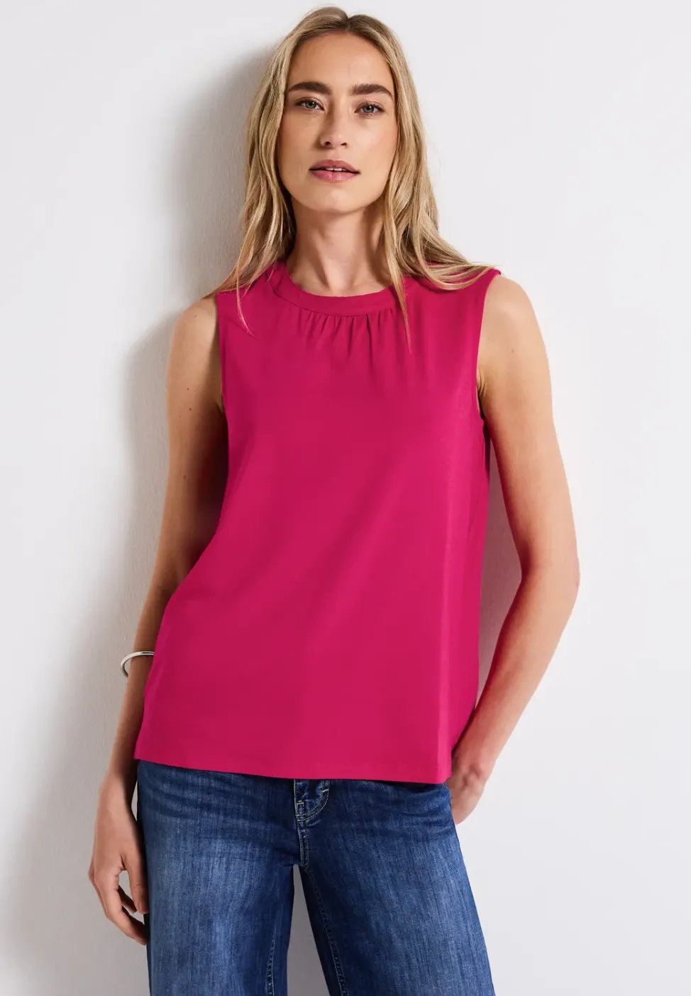 Jersey-Top mit Raffung