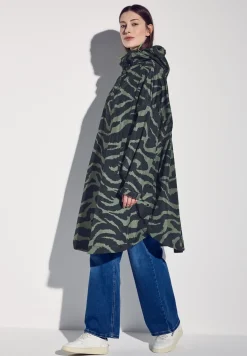 Kapuzen-Poncho mit Print