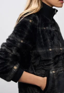 Karierte Fake Fur Jacke