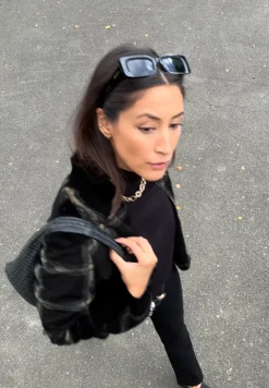 Karierte Fake Fur Jacke