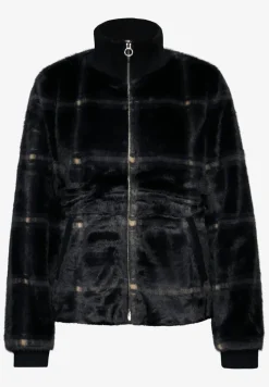 Karierte Fake Fur Jacke