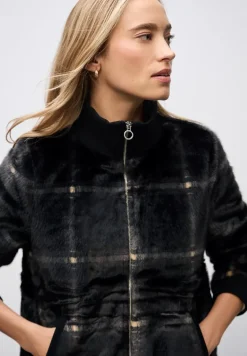 Karierte Fake Fur Jacke
