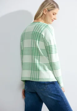 Karierte Strickjacke