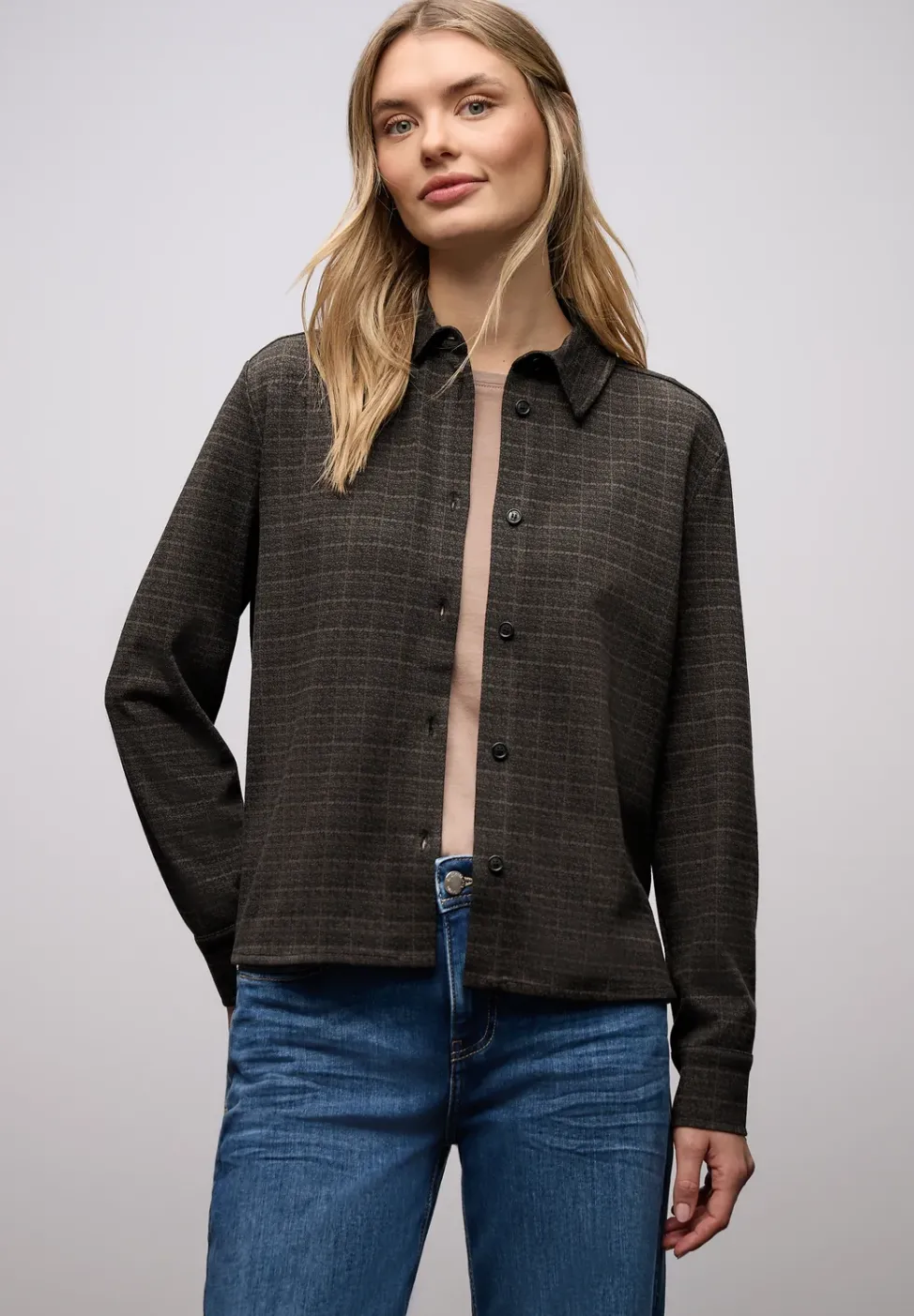 Karierte Jacquard Hemdbluse