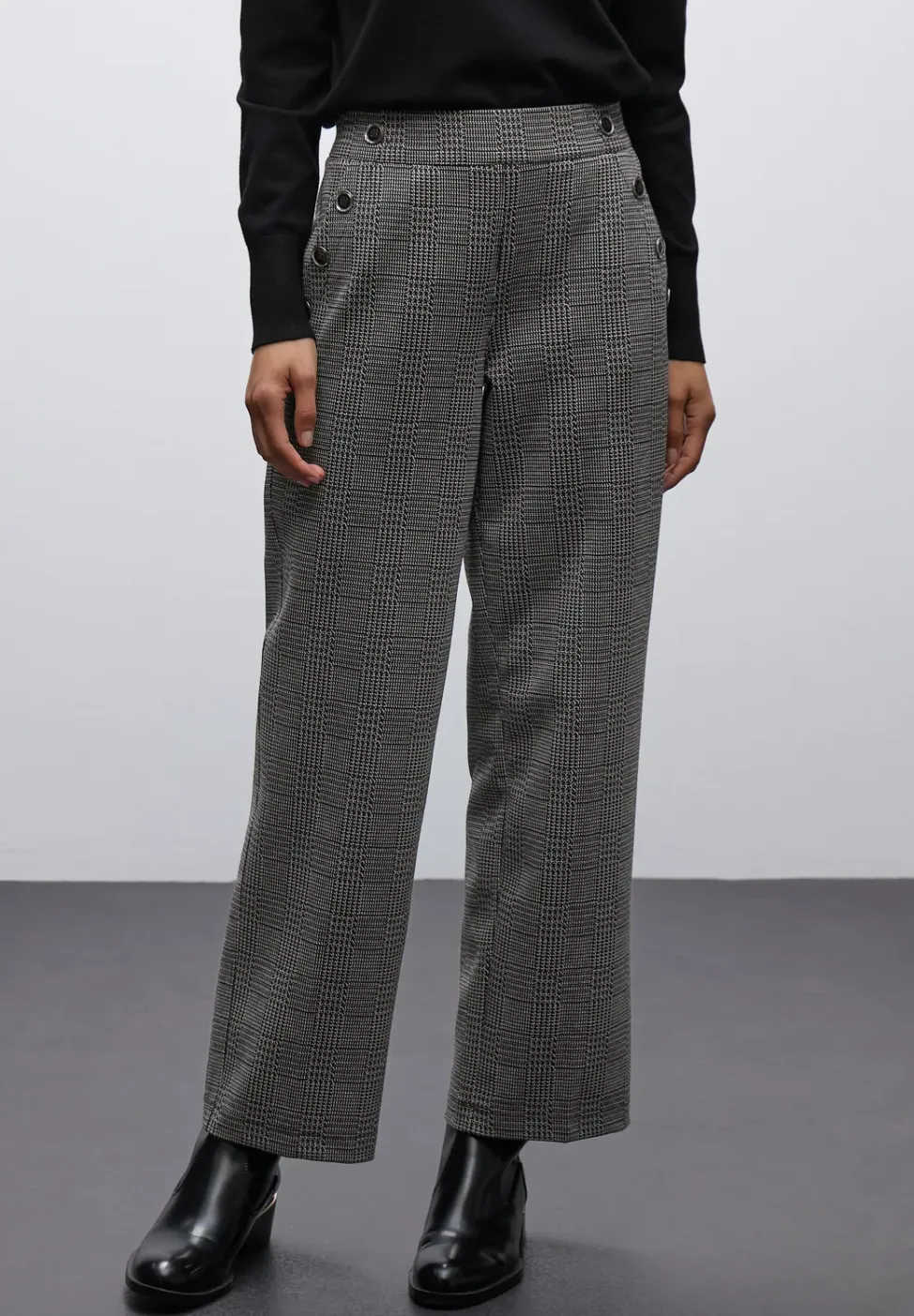 Karierte Straight Leg Hose