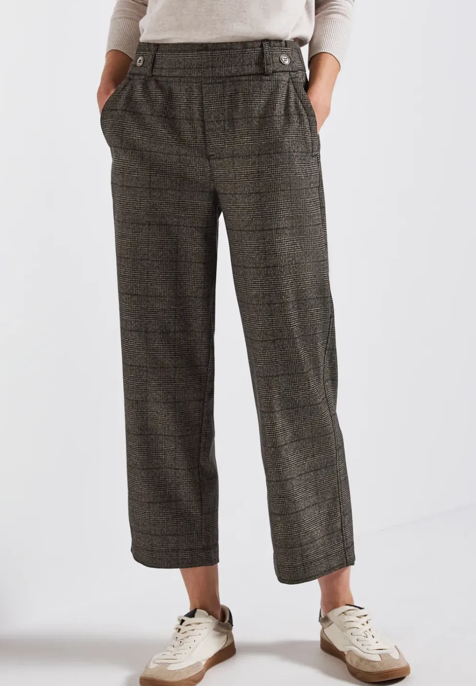 Karierte Straight Leg Hose