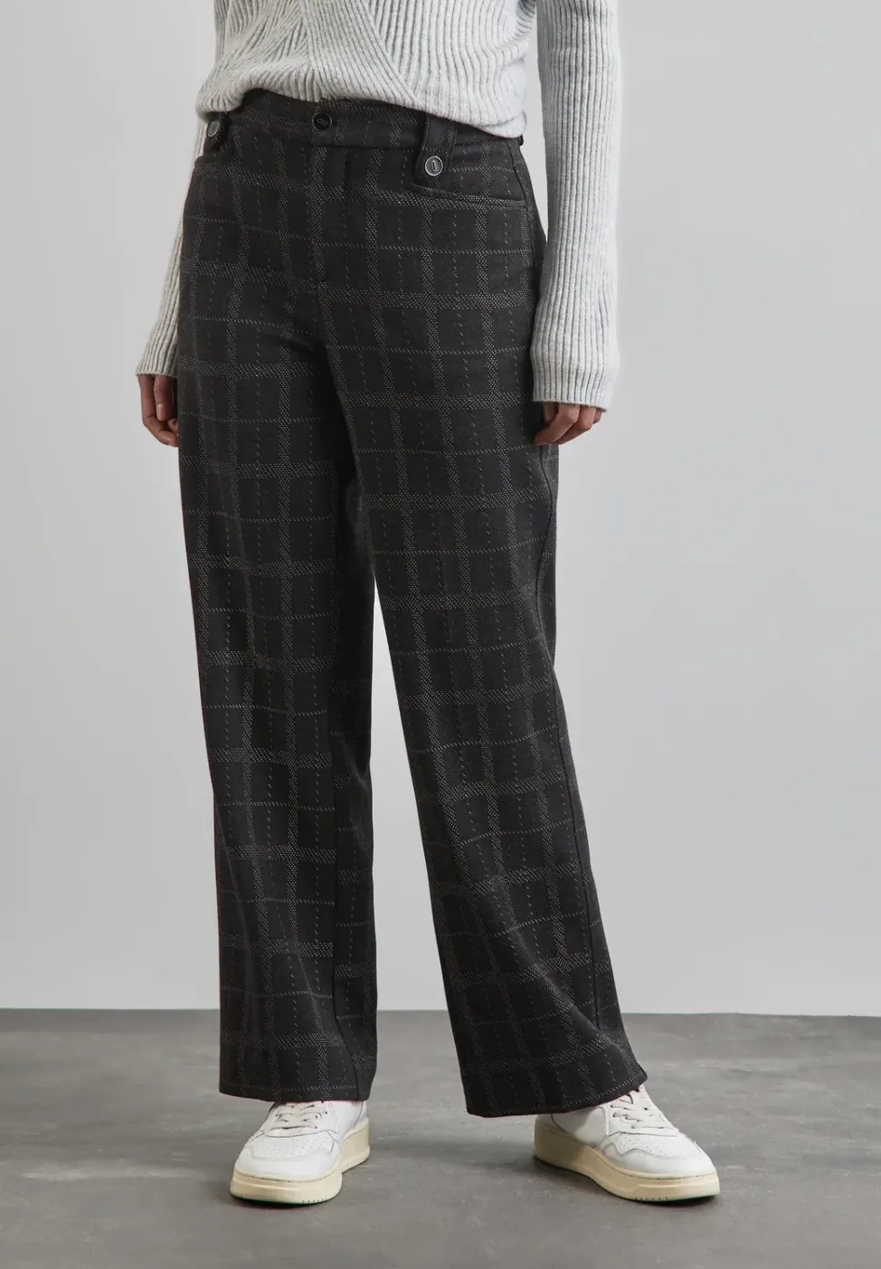 Karierte Straight Leg Hose