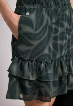 Knielanger Rock aus Chiffon mit Volants