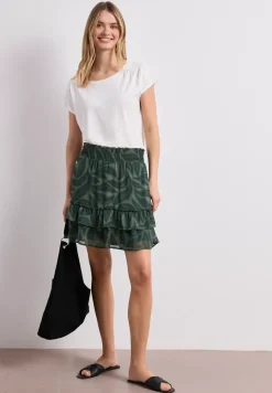 Knielanger Rock aus Chiffon mit Volants