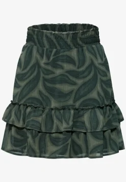 Knielanger Rock aus Chiffon mit Volants