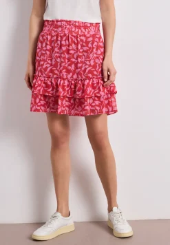 Knielanger Rock aus Chiffon mit Volants