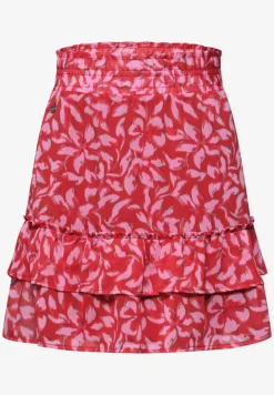 Knielanger Rock aus Chiffon mit Volants