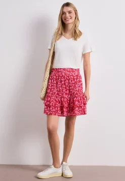 Knielanger Rock aus Chiffon mit Volants