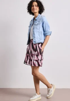 Knielanger Rock aus Chiffon mit Print