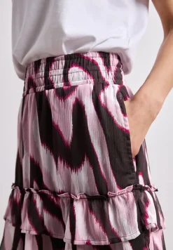 Knielanger Rock aus Chiffon mit Print