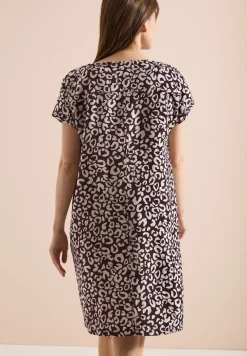 Knielanges Kleid aus Leinenmix mit Print