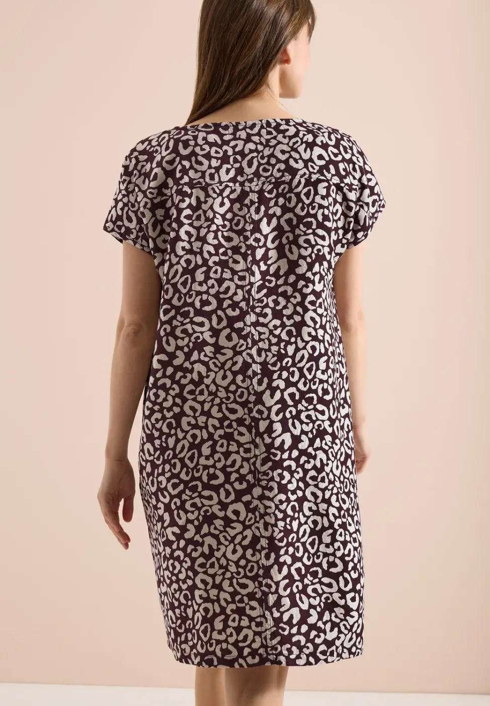 Knielanges Kleid aus Leinenmix mit Print