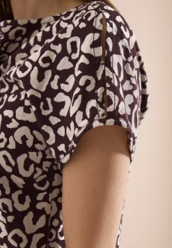 Knielanges Kleid aus Leinenmix mit Print