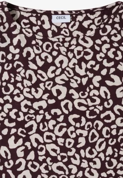 Knielanges Kleid aus Leinenmix mit Print