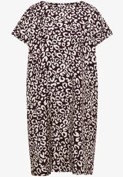 Knielanges Kleid aus Leinenmix mit Print