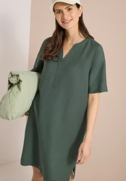 Knielanges Kleid aus Leinenmix